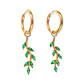 Argollas Aros Hiedras Huggies circonio verde Chapada En Oro 18k - Miniatura 1