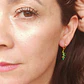 Argollas Aros Hiedras Huggies circonio verde Chapada En Oro 18k - Miniatura 3