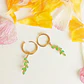Argollas Aros Hiedras Huggies circonio verde Chapada En Oro 18k - Miniatura 6