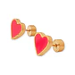 Aros Abridores Presion Corazon Rojo Chapados En Oro 18k Bebe - Miniatura 1
