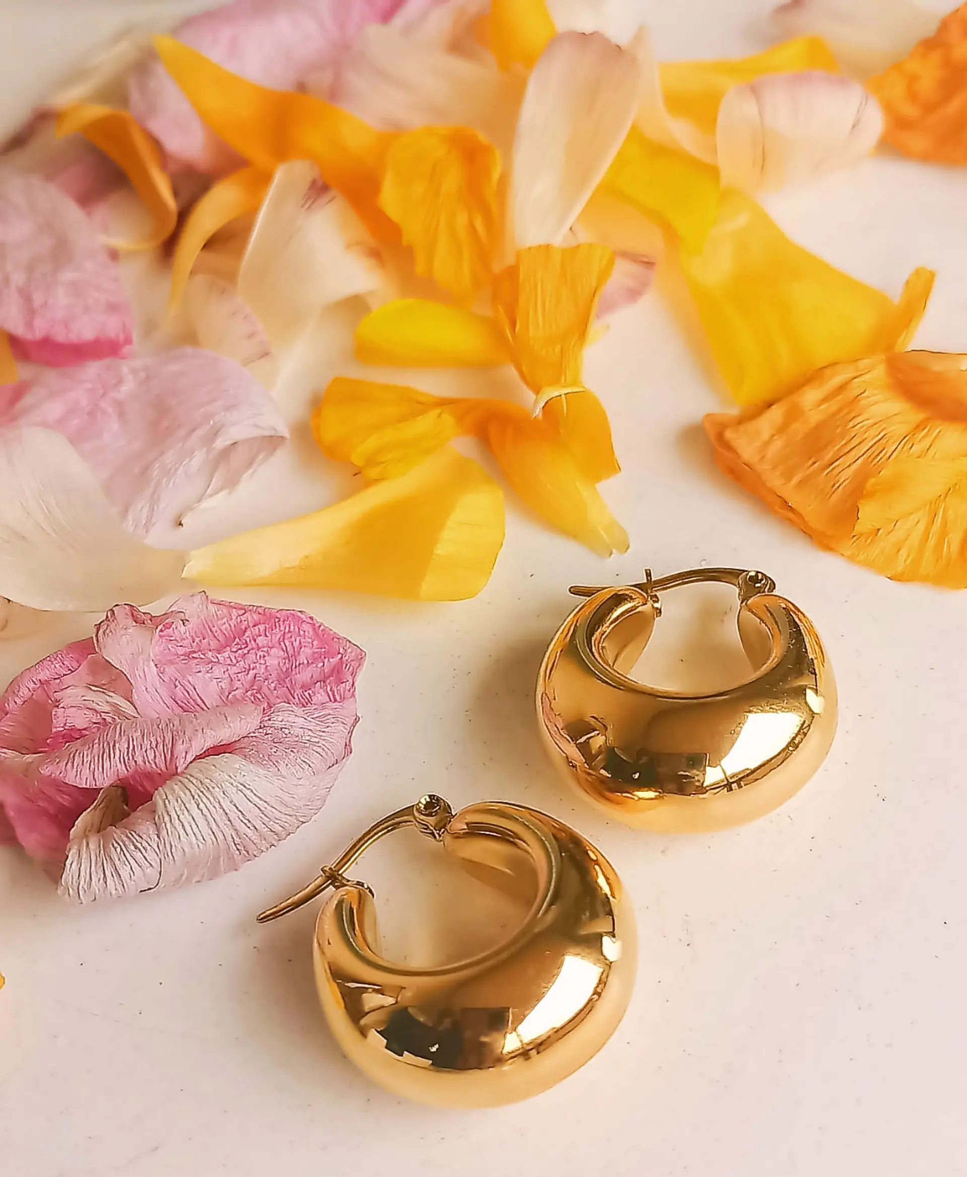 Argollas Hoop Chunky Liviana Chapada En Oro 18k 4