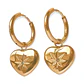Argolla Huggies Corazón Estrella Zirconia Chapada En Oro 18k - Miniatura 1