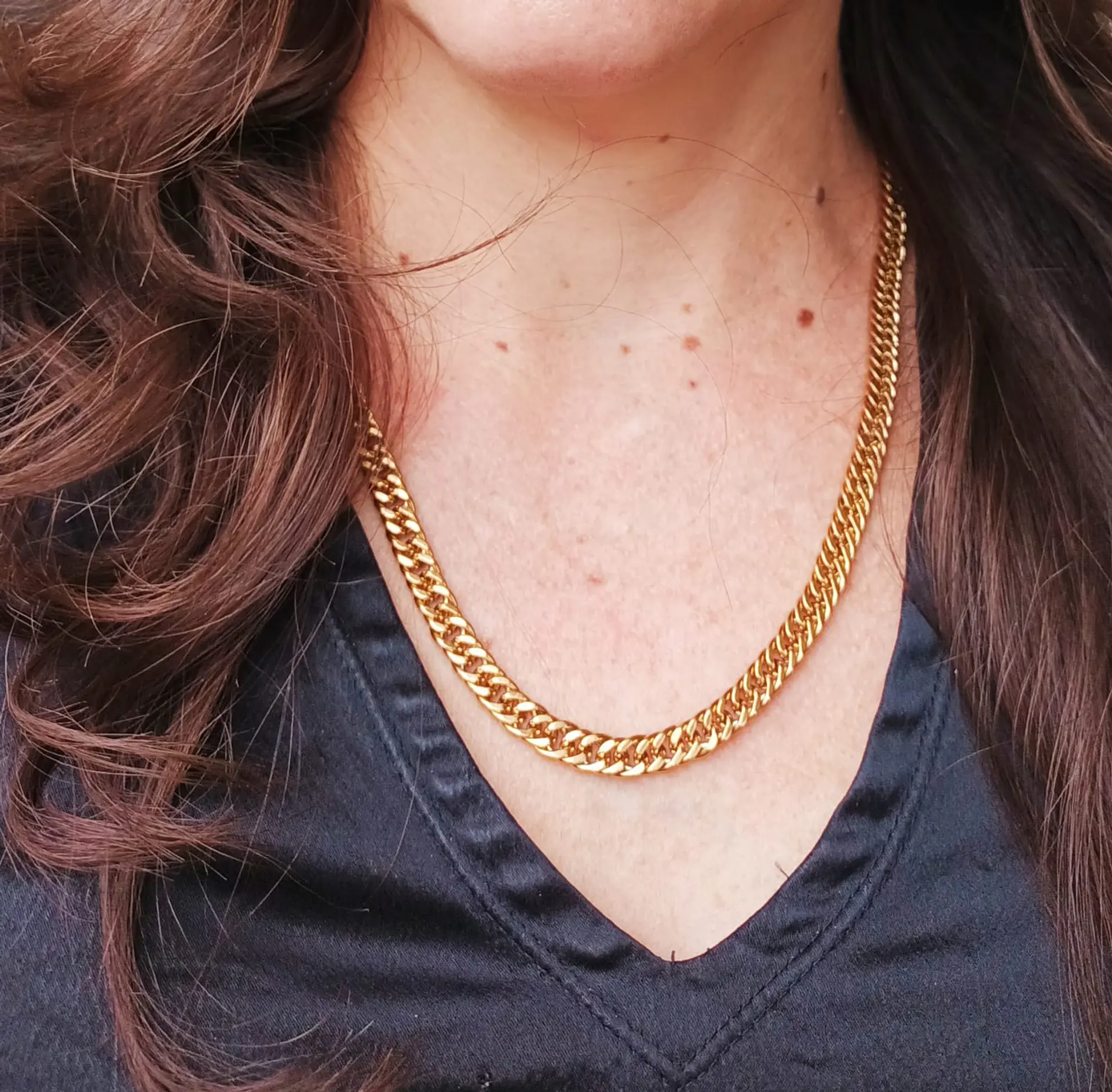 Cadena Eslabones 6mm Chapada En Oro 18k Sin genero 3