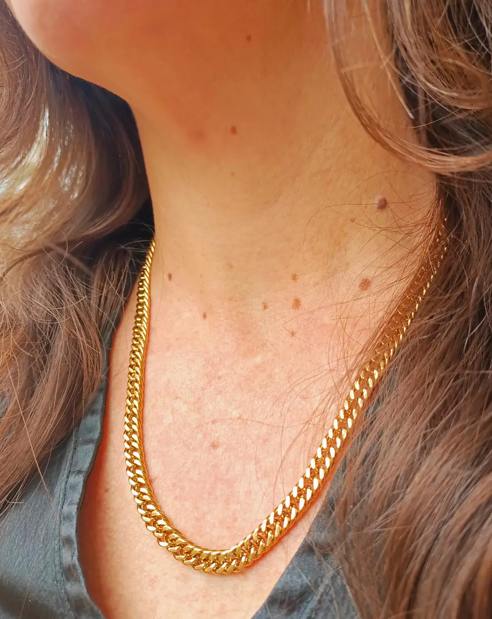 Cadena Eslabones 6mm Chapada En Oro 18k Sin genero 7