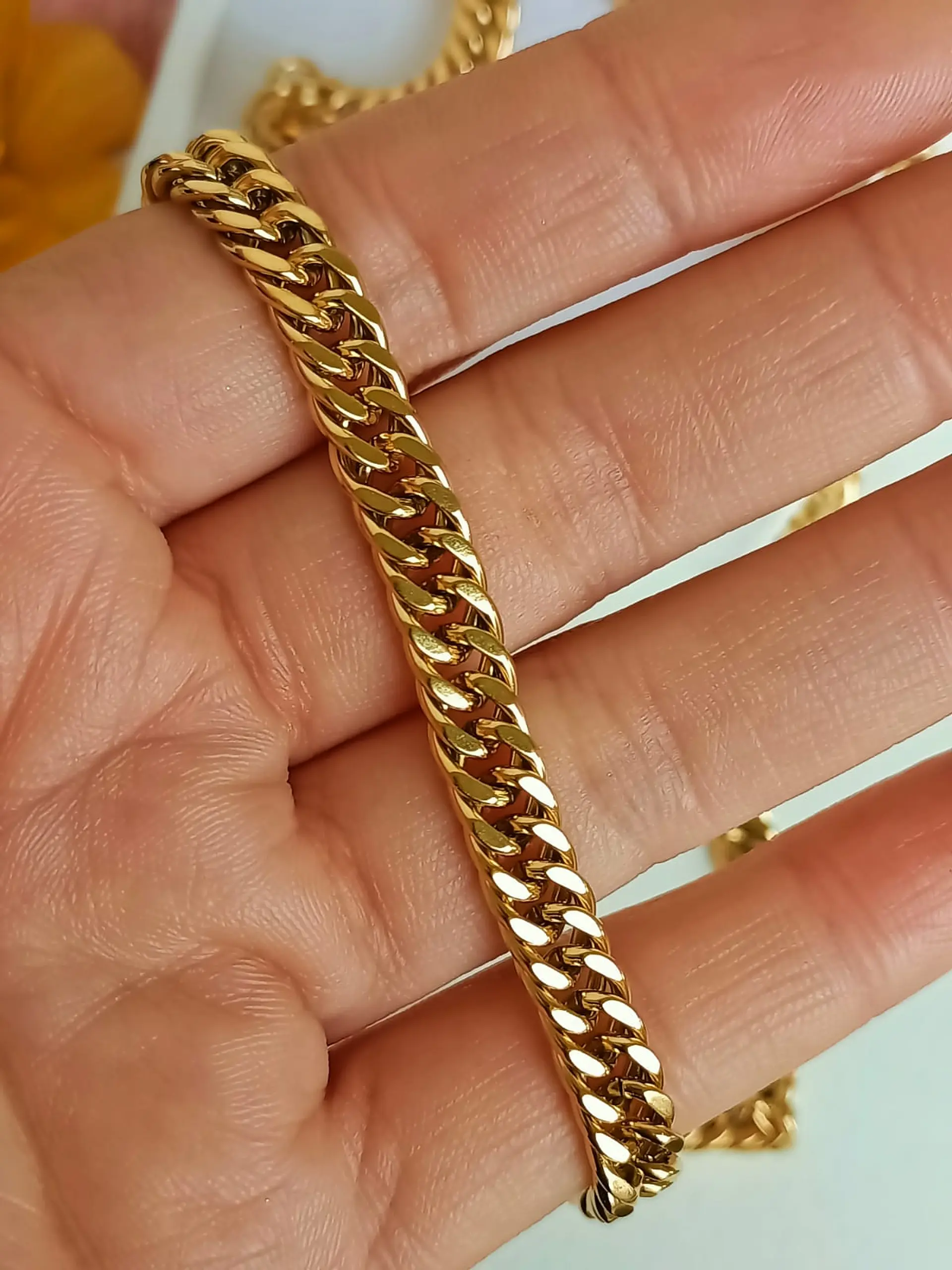 Cadena Eslabones 6mm Chapada En Oro 18k Sin genero 11