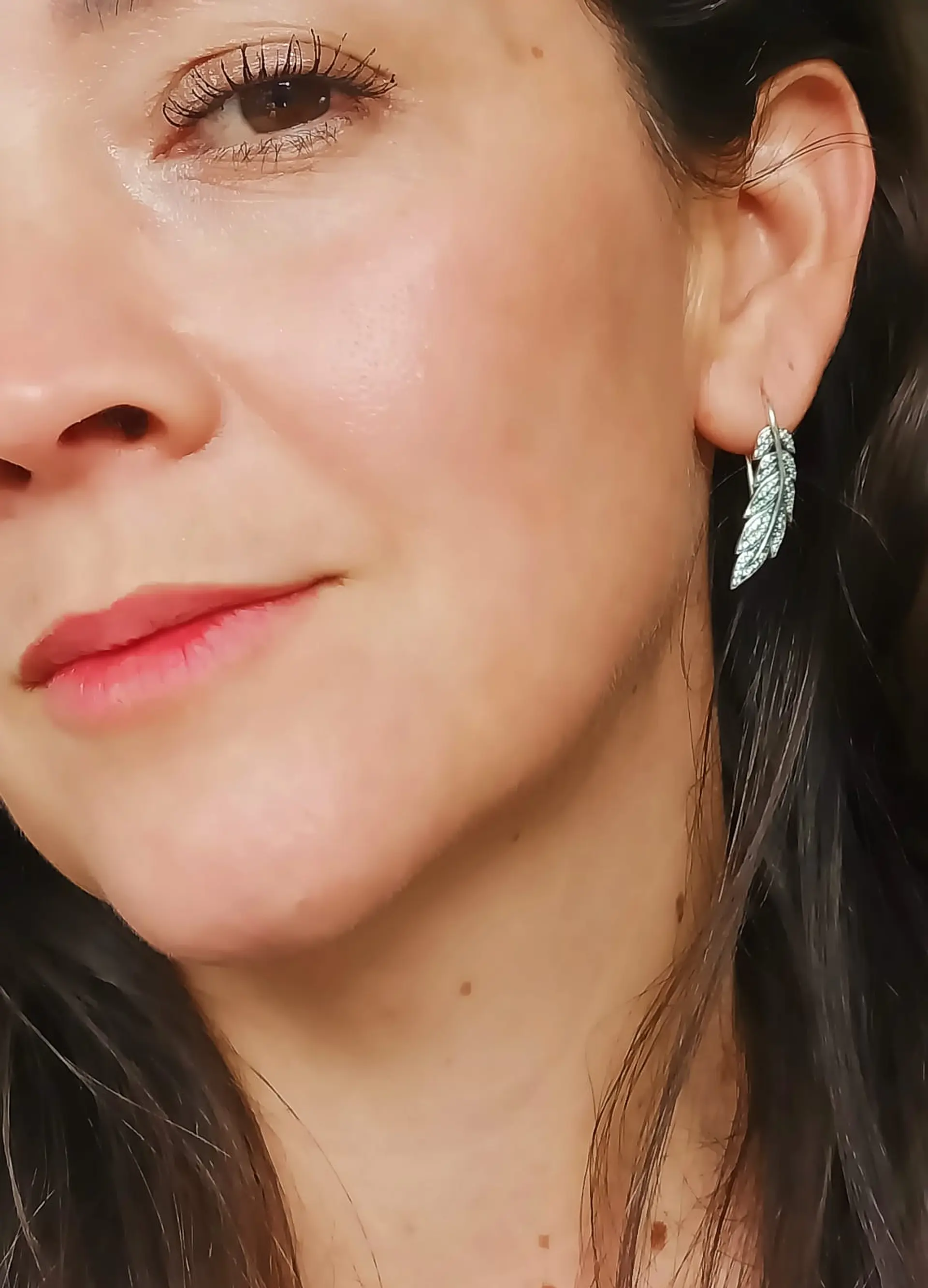 Pendientes alas Plata fina ley S925 incrustaciones de circon tipo pavé 3