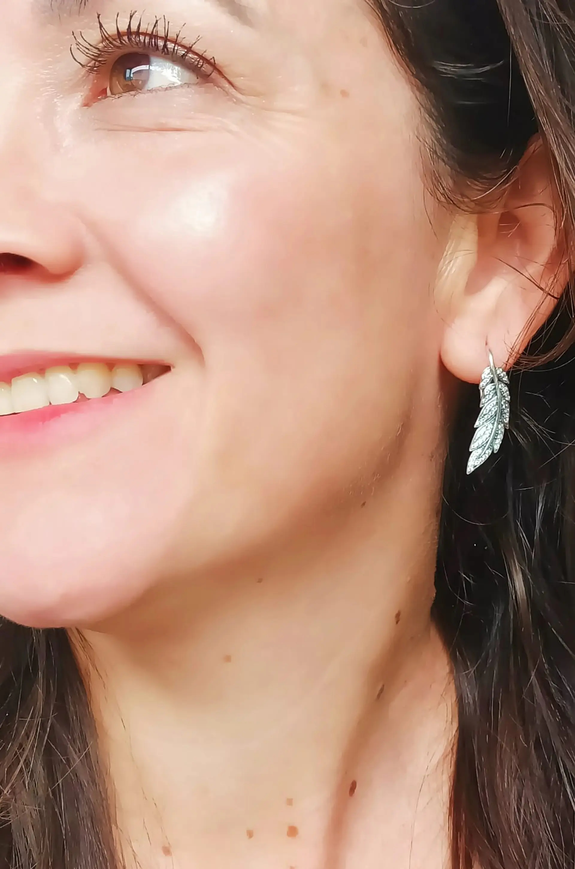 Pendientes alas Plata fina ley S925 incrustaciones de circon tipo pavé 7