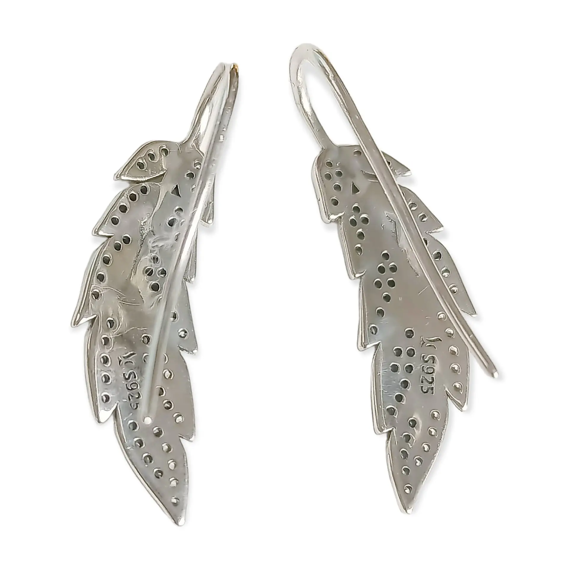 Pendientes alas Plata fina ley S925 incrustaciones de circon tipo pavé 6