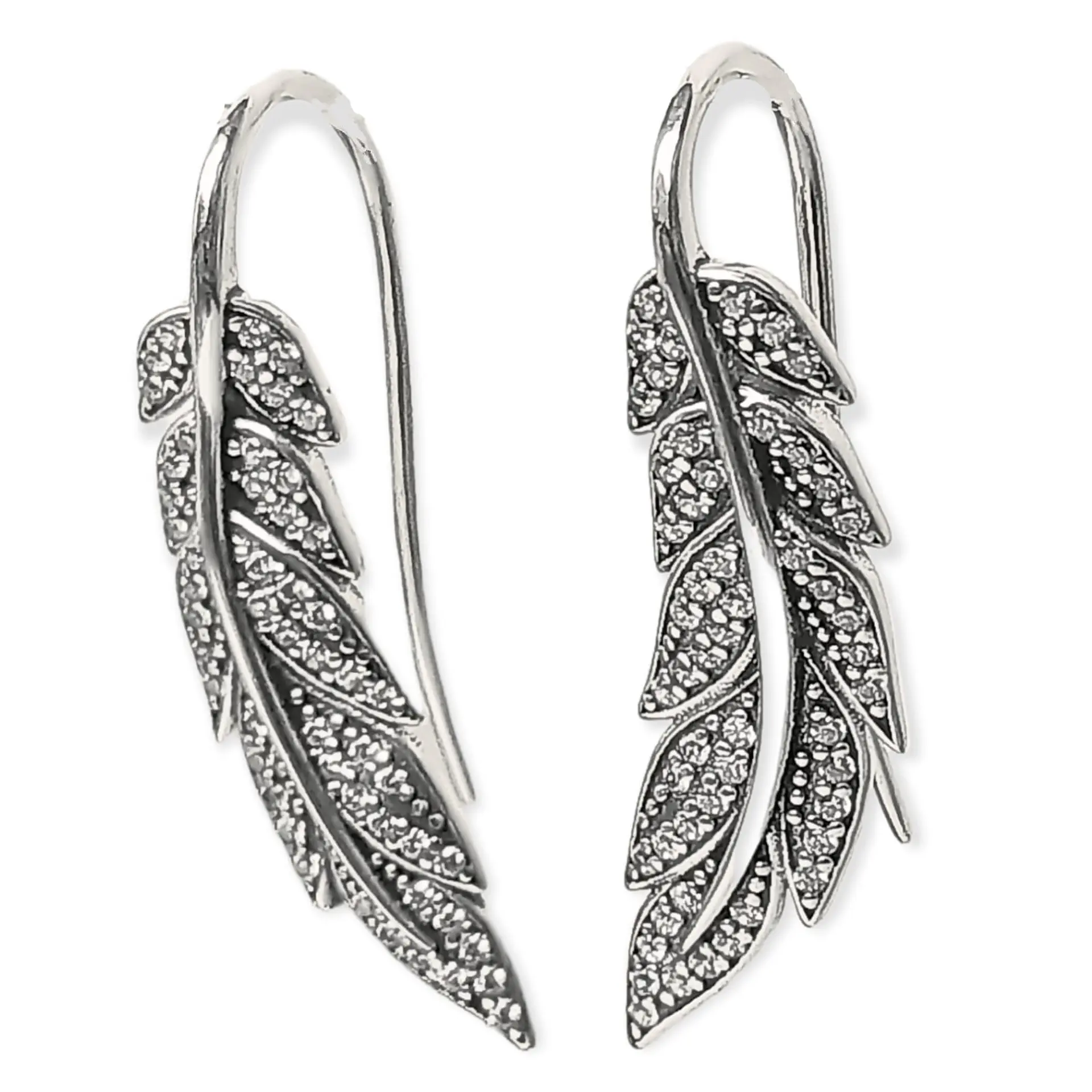 Pendientes alas Plata fina ley S925 incrustaciones de circon tipo pavé 1