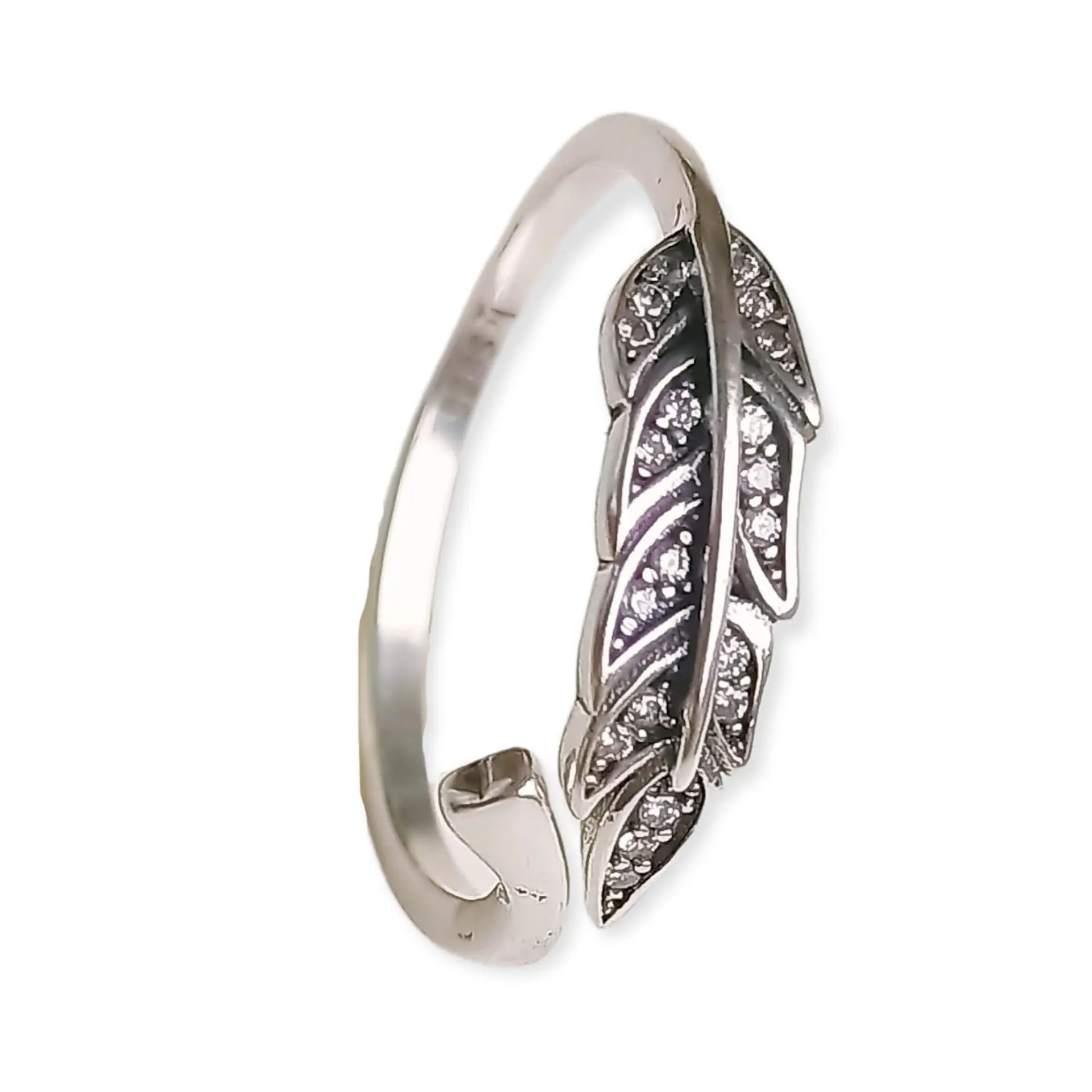 Anillos plumas alas zirconia plata 925 ajustable 1