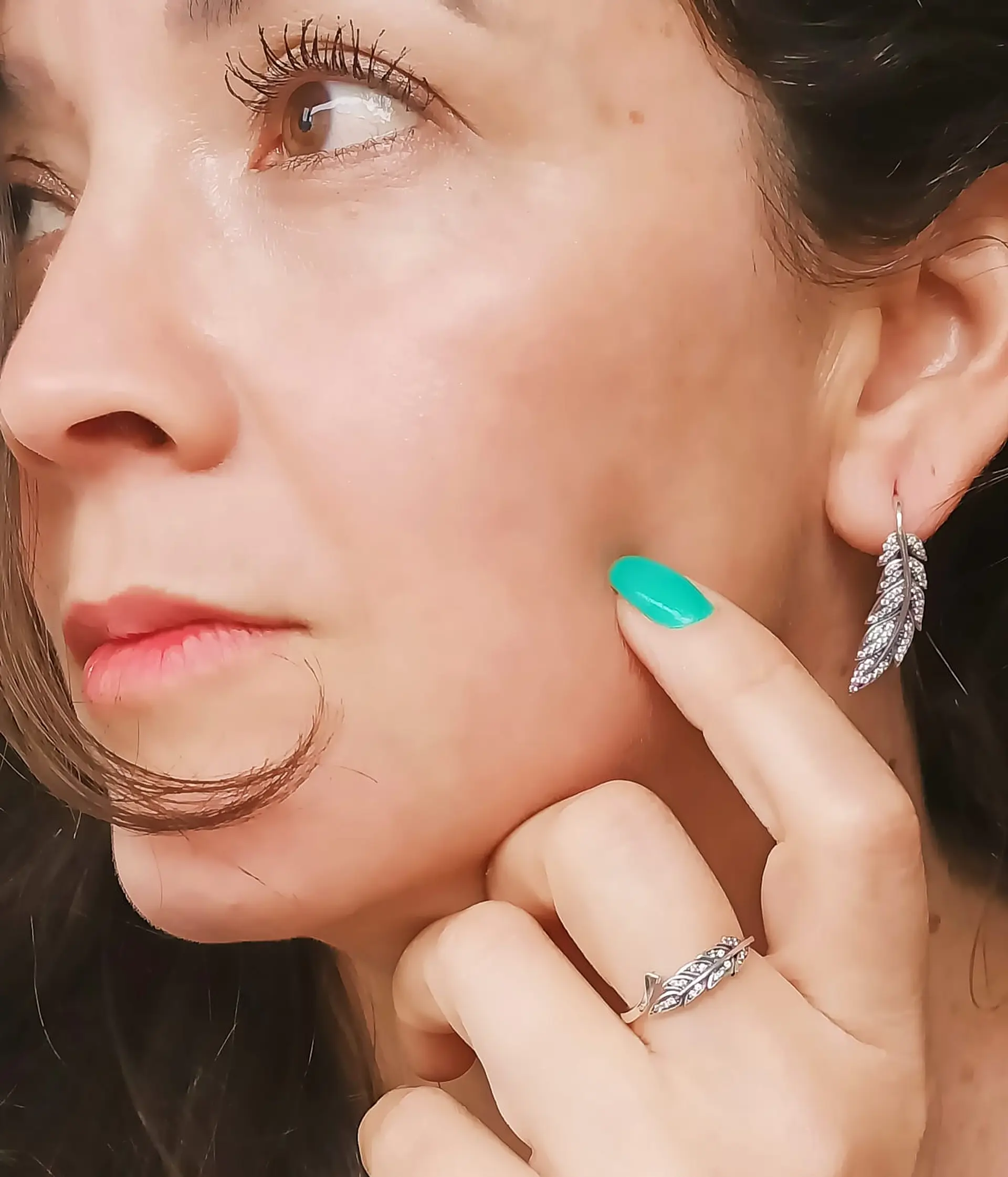 Set Aros Anillo Ajustable Alas Plata Fina 925 Zirconias Pave 6