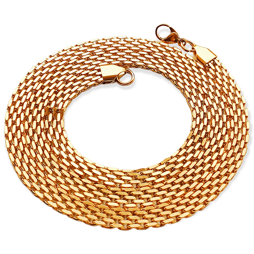 Cadena Tejido de Malla Chunky 6mm Chapada En Oro 18k