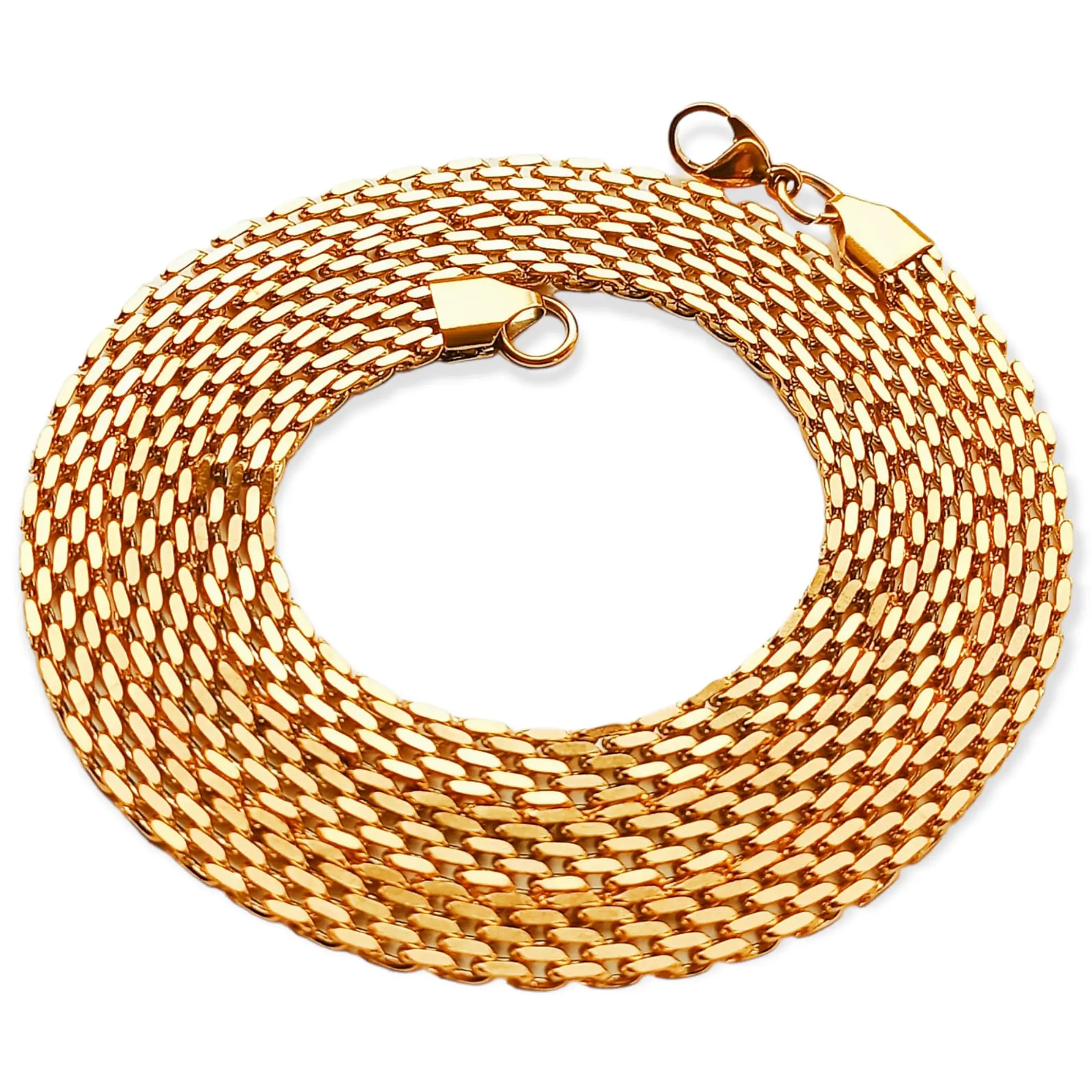 Cadena Tejido de Malla Chunky 6mm Chapada En Oro 18k 1