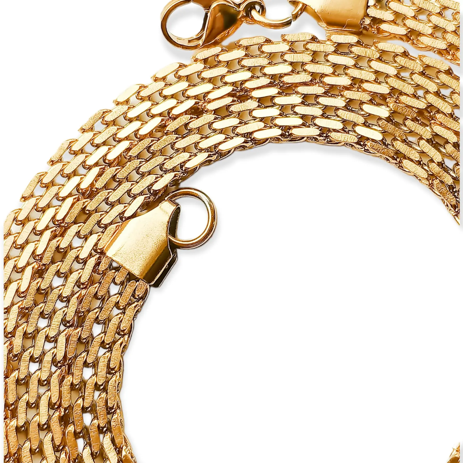 Cadena Tejido de Malla Chunky 6mm Chapada En Oro 18k 5