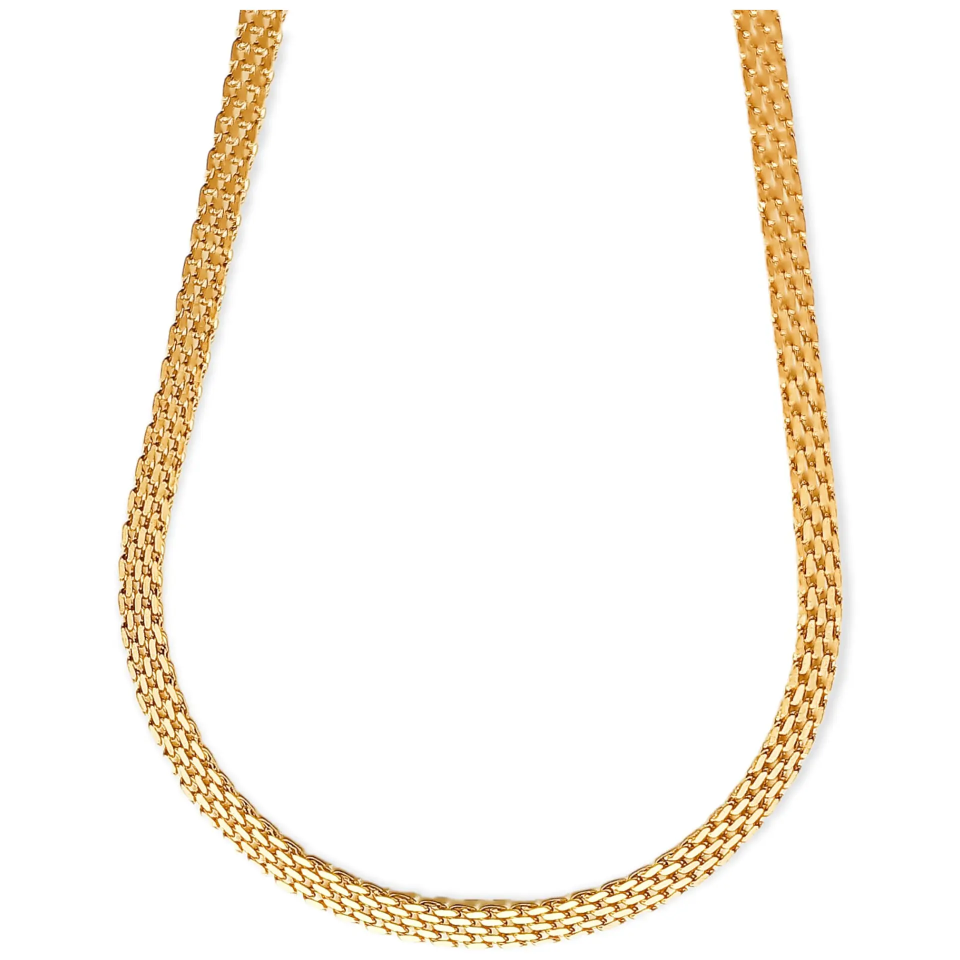 Cadena Tejido de Malla Chunky 6mm Chapada En Oro 18k 4