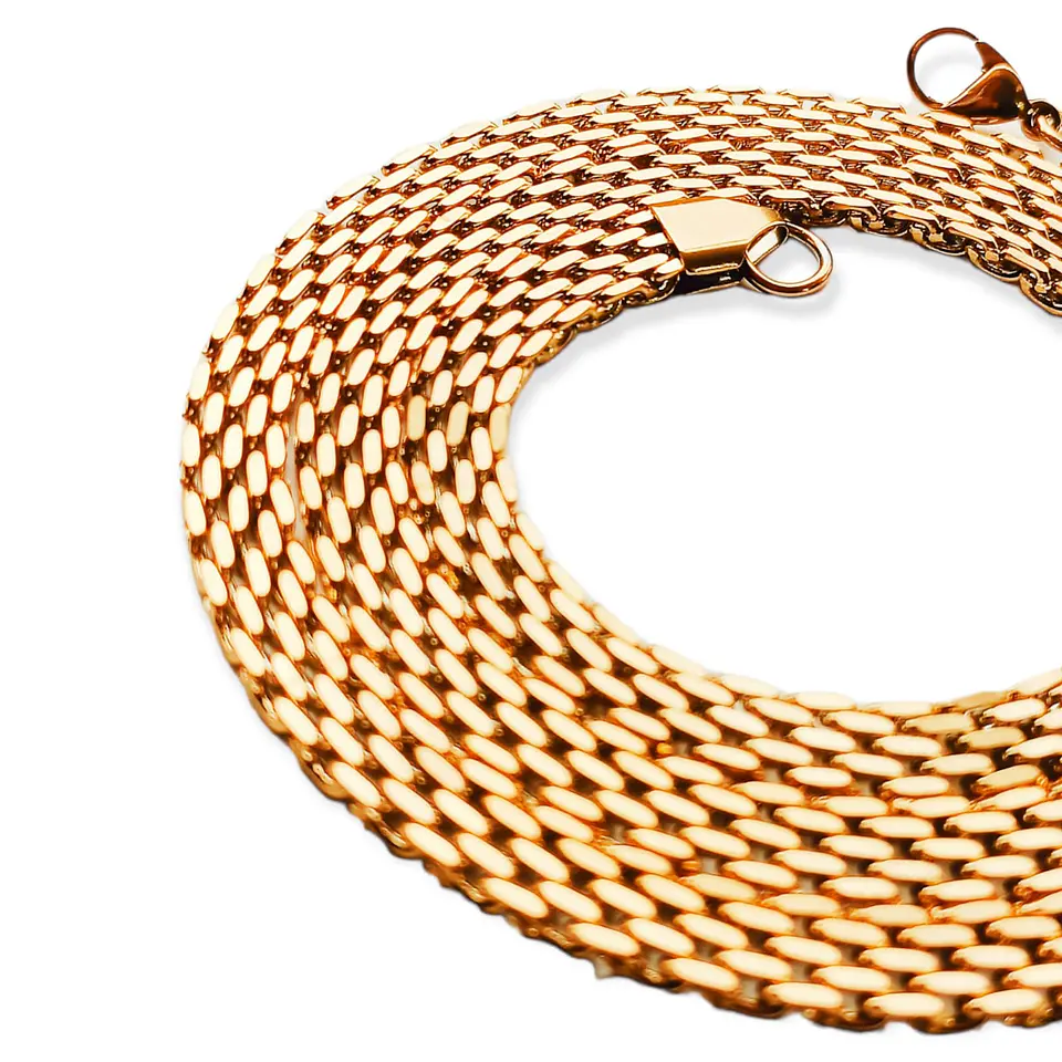 Cadena Tejido de Malla Chunky 6mm Chapada En Oro 18k 10