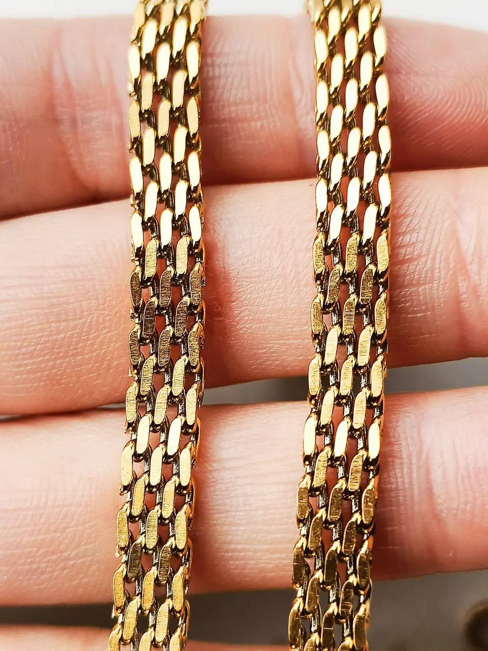 Cadena Tejido de Malla Chunky 6mm Chapada En Oro 18k 6