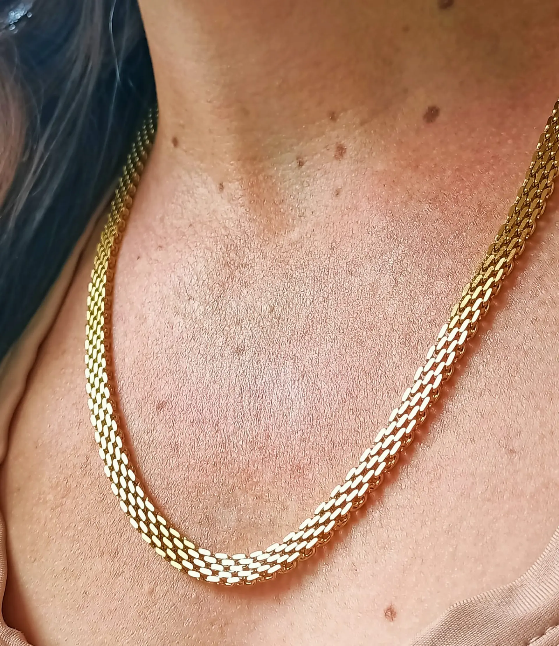 Cadena Tejido de Malla Chunky 6mm Chapada En Oro 18k 7