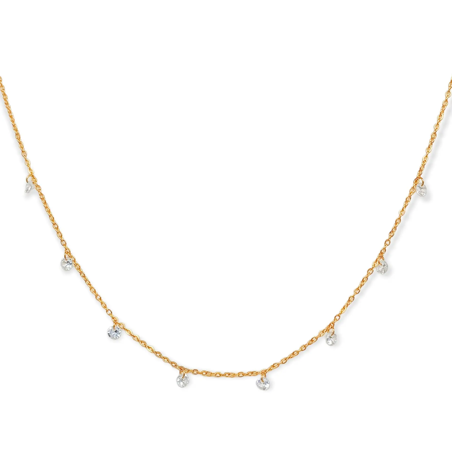 Cadena Colgante Punto De Luz Zirconia Chapado En Oro 18k 1