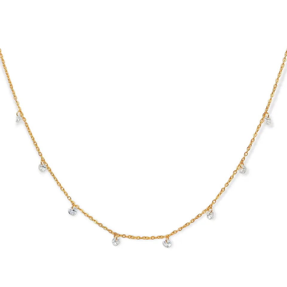 Cadena Colgante Punto De Luz Zirconia Chapado En Oro 18k 1