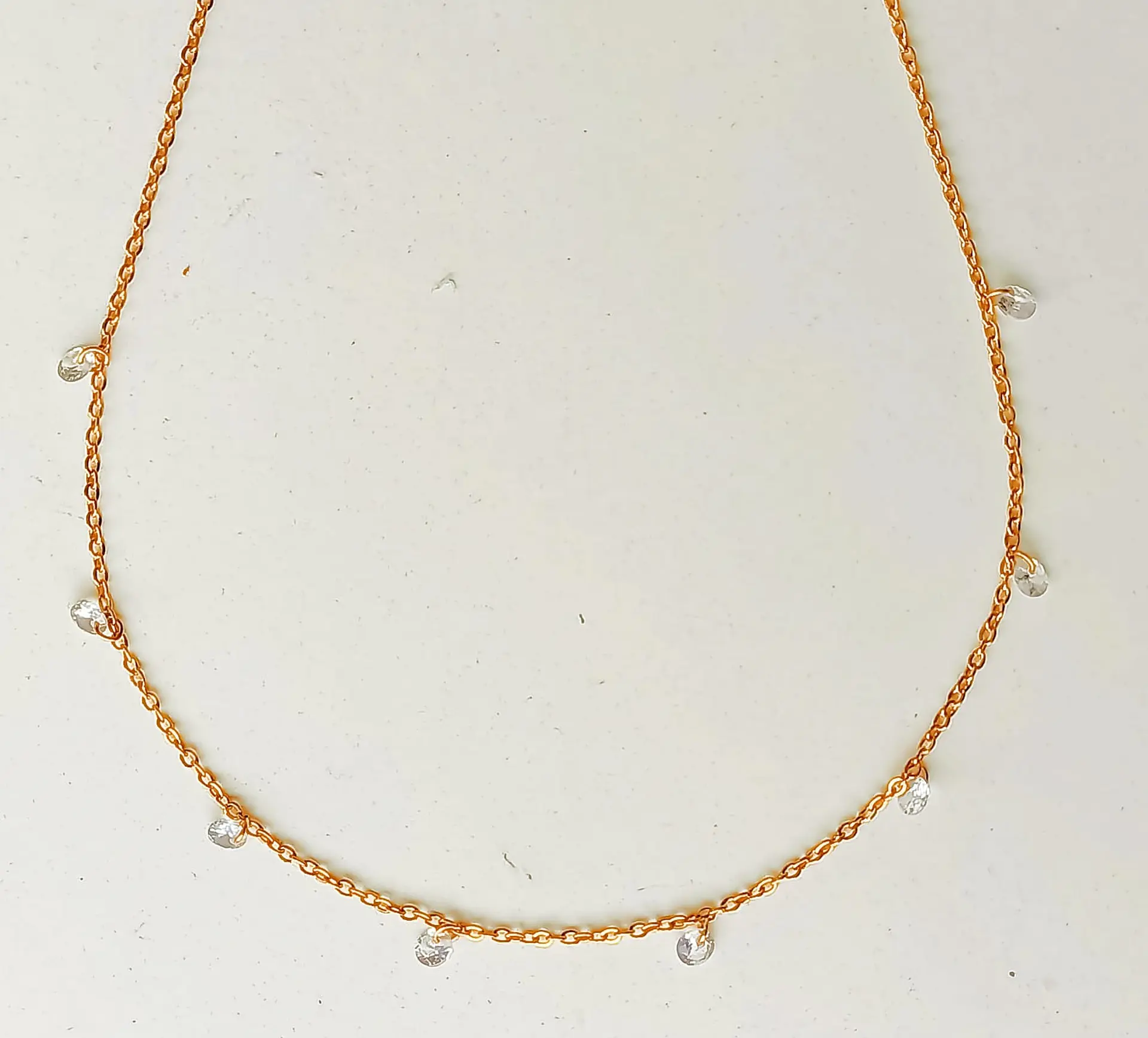 Cadena Colgante Punto De Luz Zirconia Chapado En Oro 18k 6