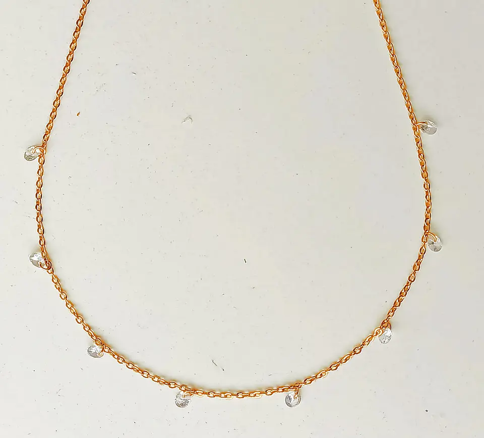 Cadena Colgante Punto De Luz Zirconia Chapado En Oro 18k 6