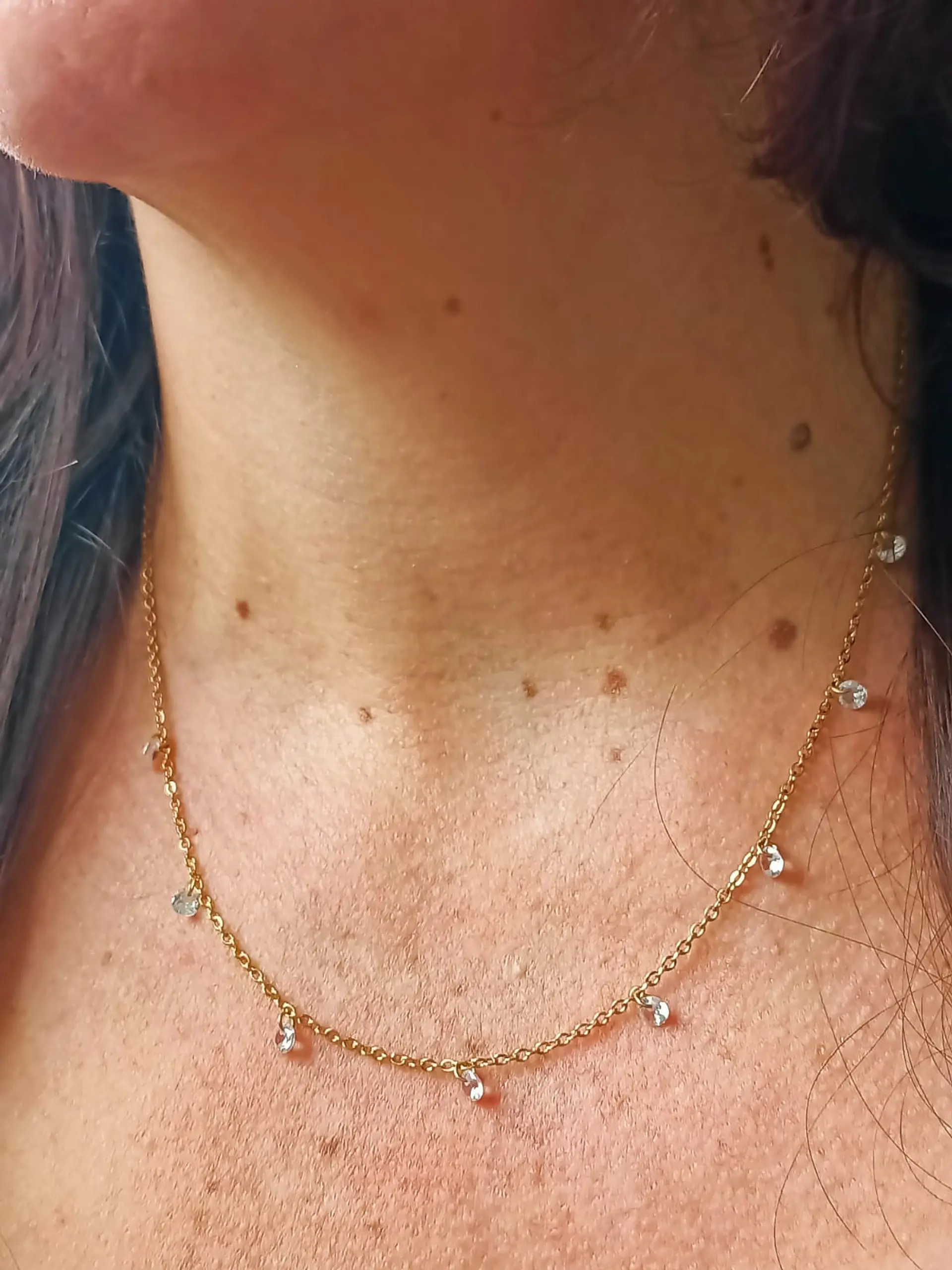 Cadena Colgante Punto De Luz Zirconia Chapado En Oro 18k 3