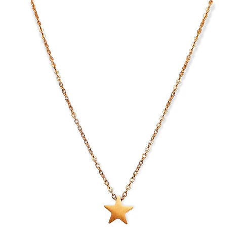 Cadena Colgante Estrella Minimalista Niña Chapada En Oro 18k