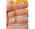 Cadena Colgante Estrella Minimalista Niña Chapada En Oro 18k