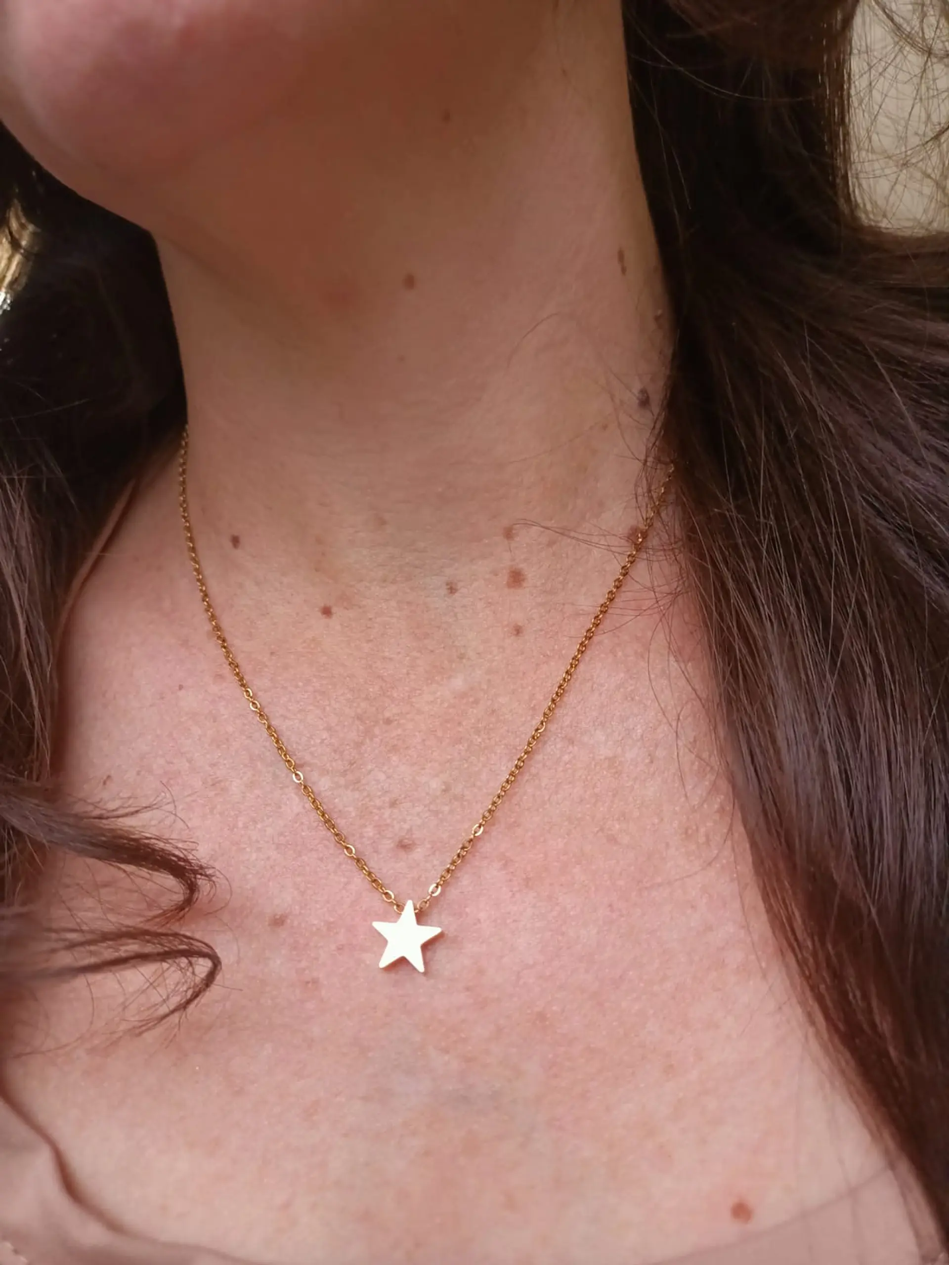 Cadena Colgante Estrella Minimalista Niña Chapada En Oro 18k 6