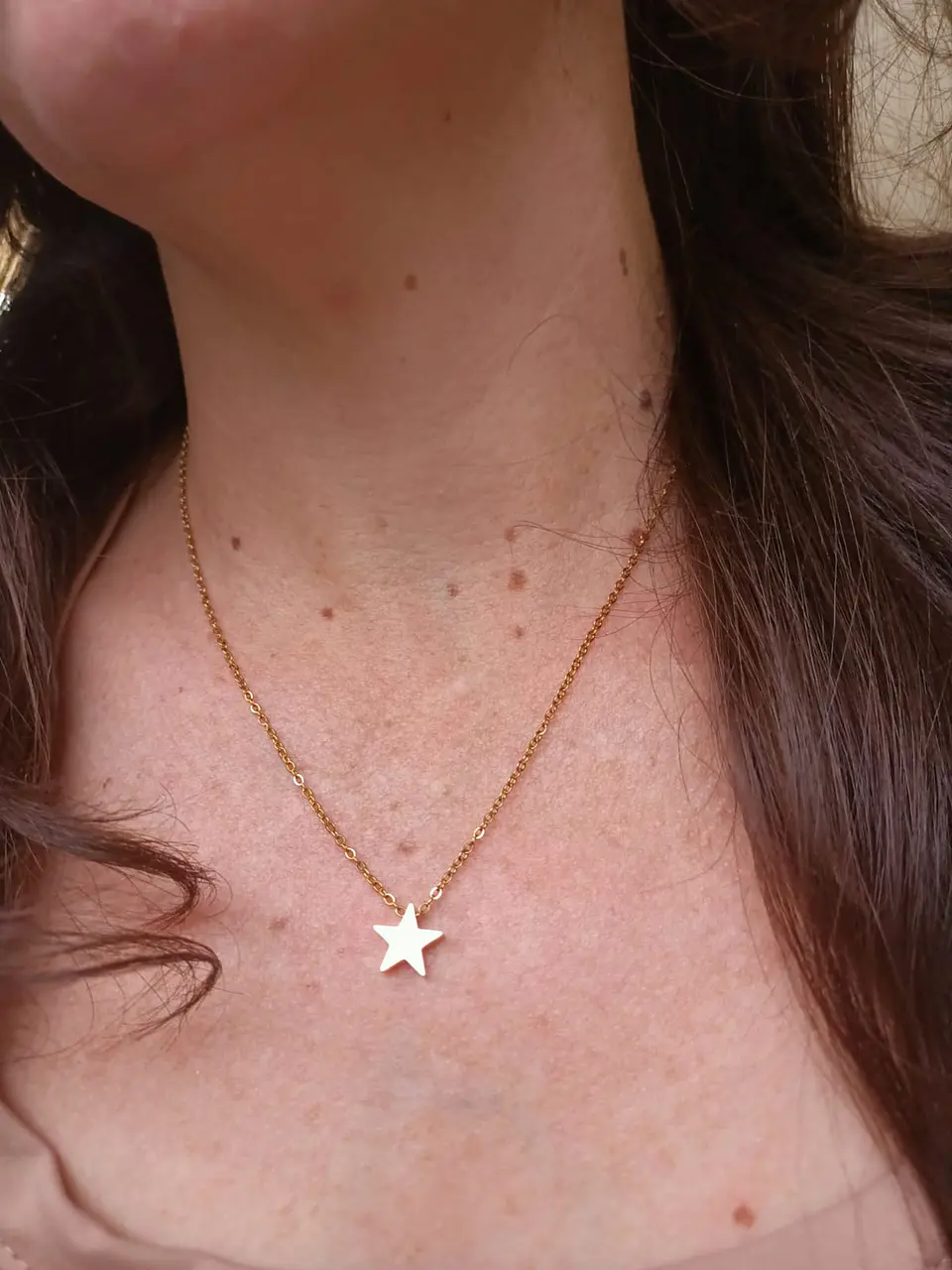 Cadena Colgante Estrella Minimalista Niña Chapada En Oro 18k 6