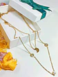 Conjunto Multicapa Colgante Largo Luna Chapado En Oro 18k - Miniatura 2