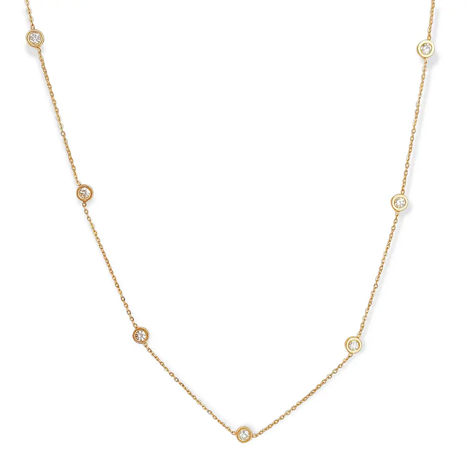 Colgante Largo Minimalista Punto De Luz Chapado En Oro 18k 1