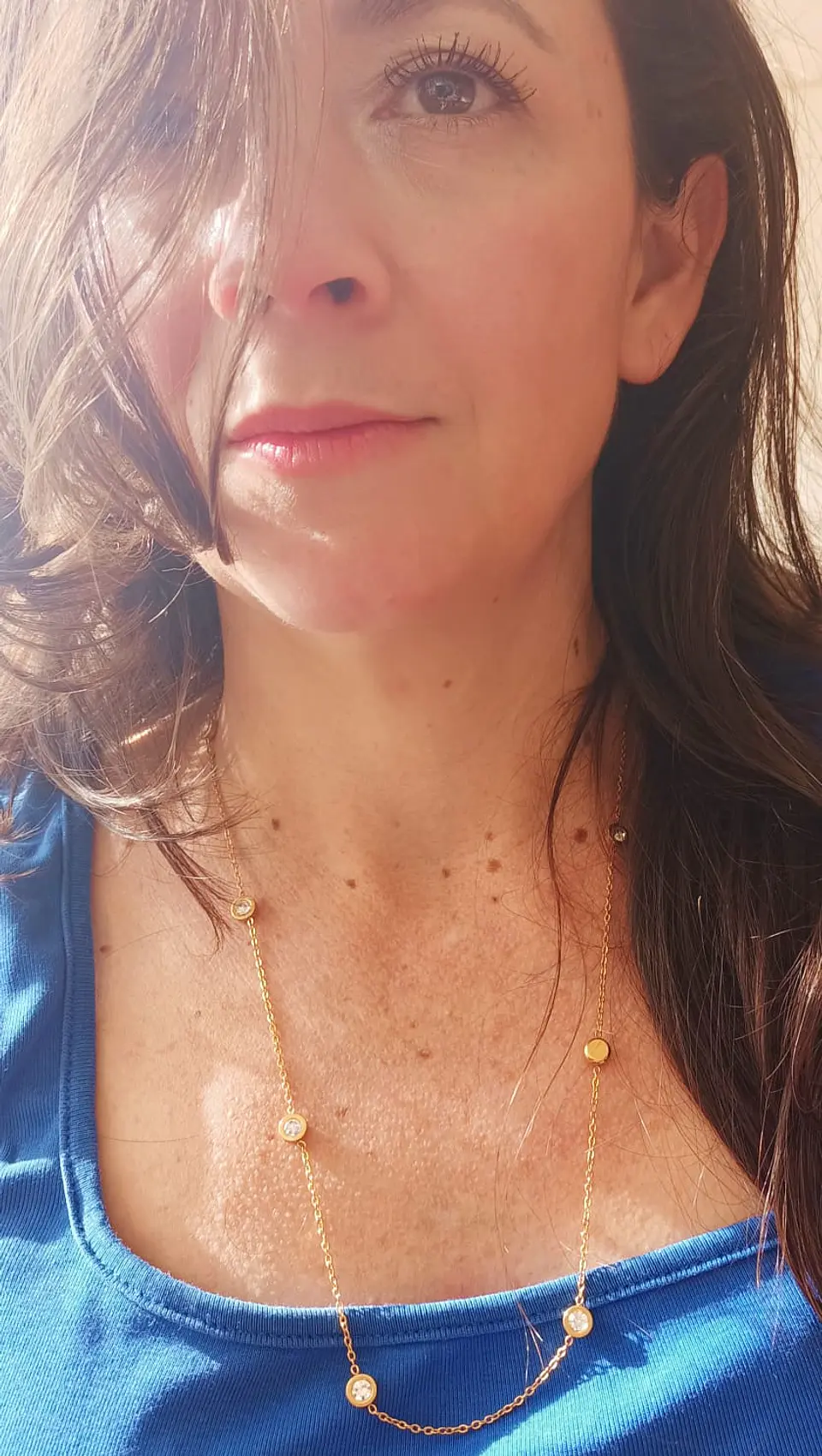 Colgante Largo Minimalista Punto De Luz Chapado En Oro 18k 2