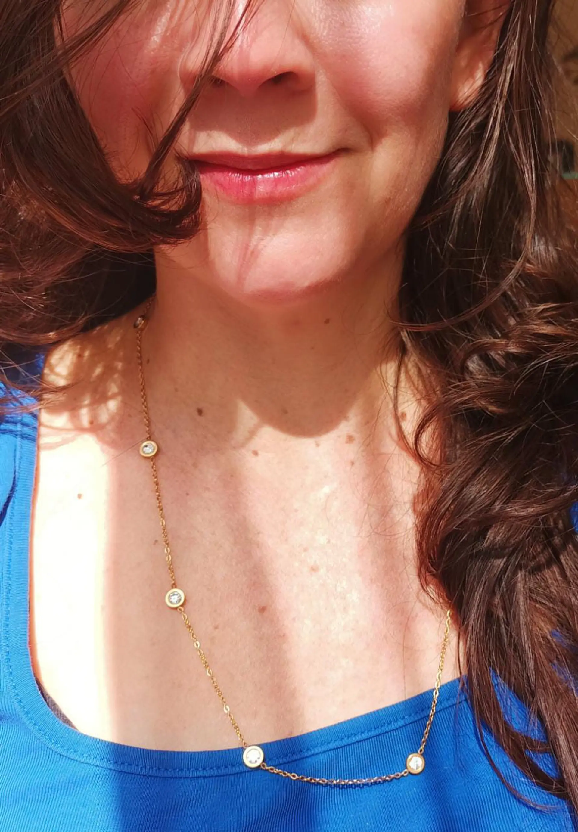 Colgante Largo Minimalista Punto De Luz Chapado En Oro 18k 3