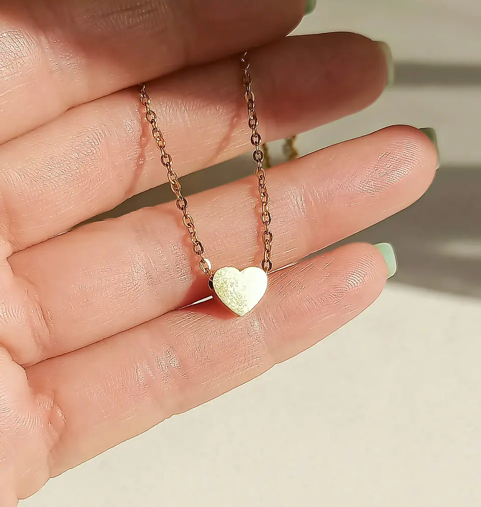 Cadena Corazon Golden Minimalista Chapada En Oro 18k 5