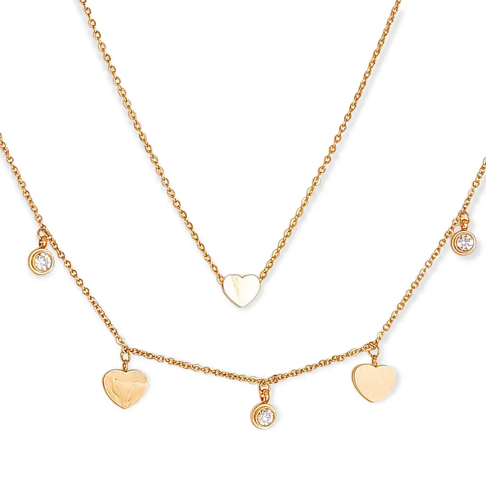 Conjunto Multicapa Colgante Corazón Chapado En Oro 18k Amor 1