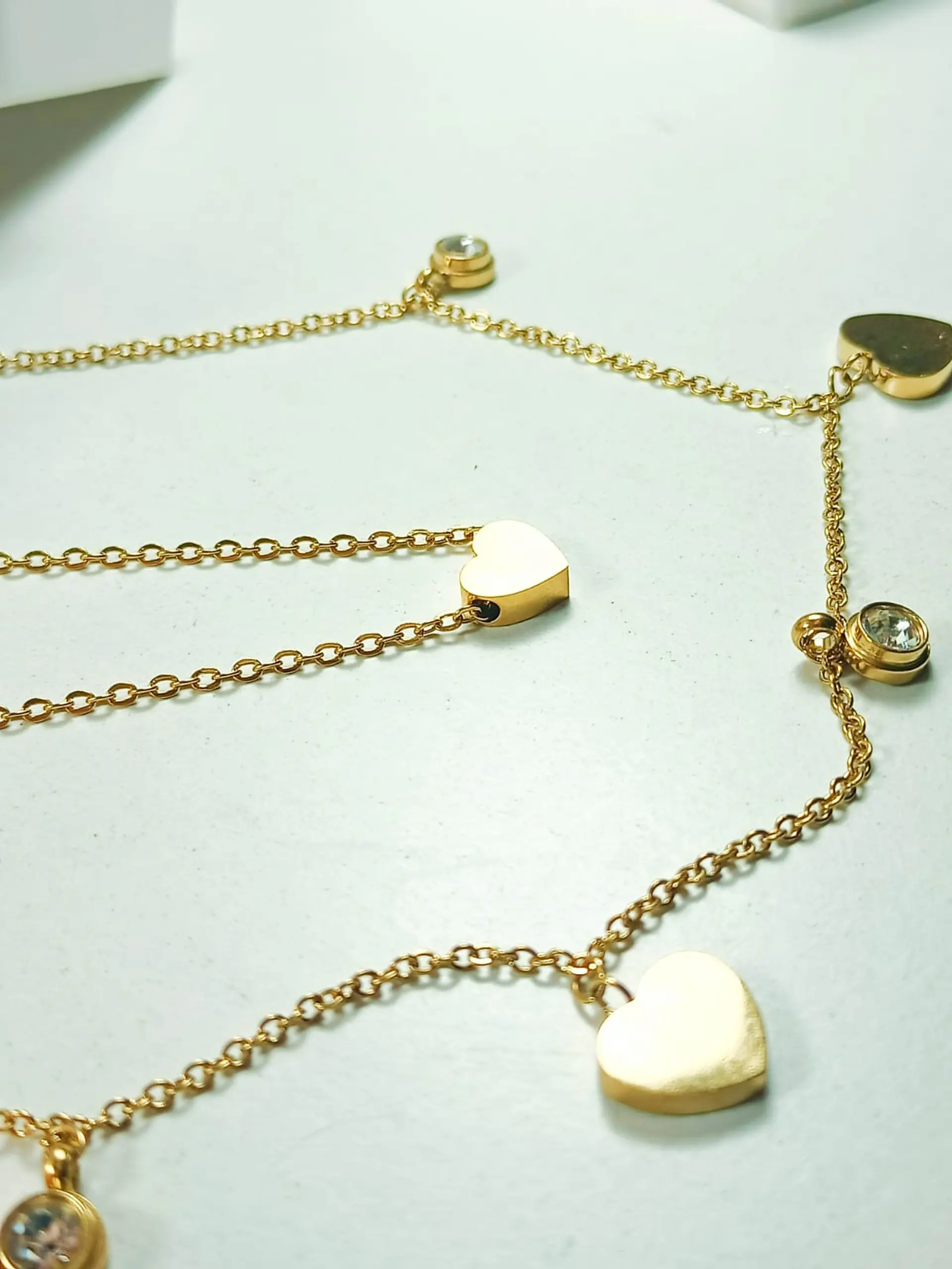 Conjunto Multicapa Colgante Corazón Chapado En Oro 18k Amor 5