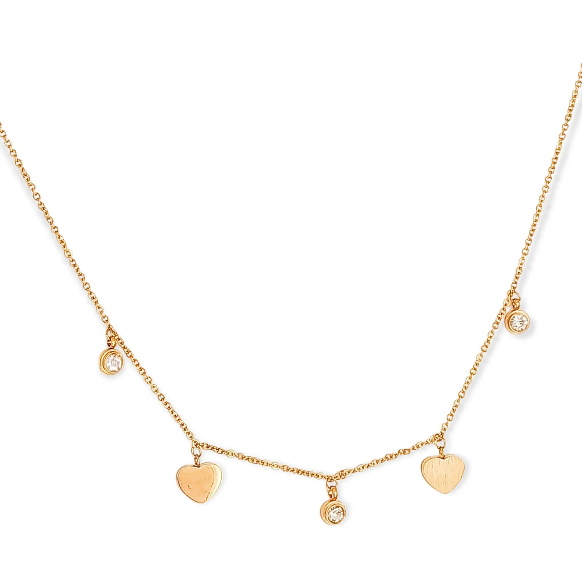 Cadena Colgante Punto De Luz Corazones Chapado En Oro 18k 1