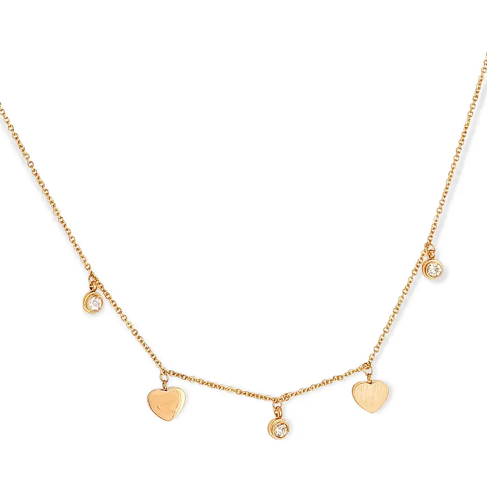 Cadena Colgante Punto De Luz Corazones Chapado En Oro 18k 1