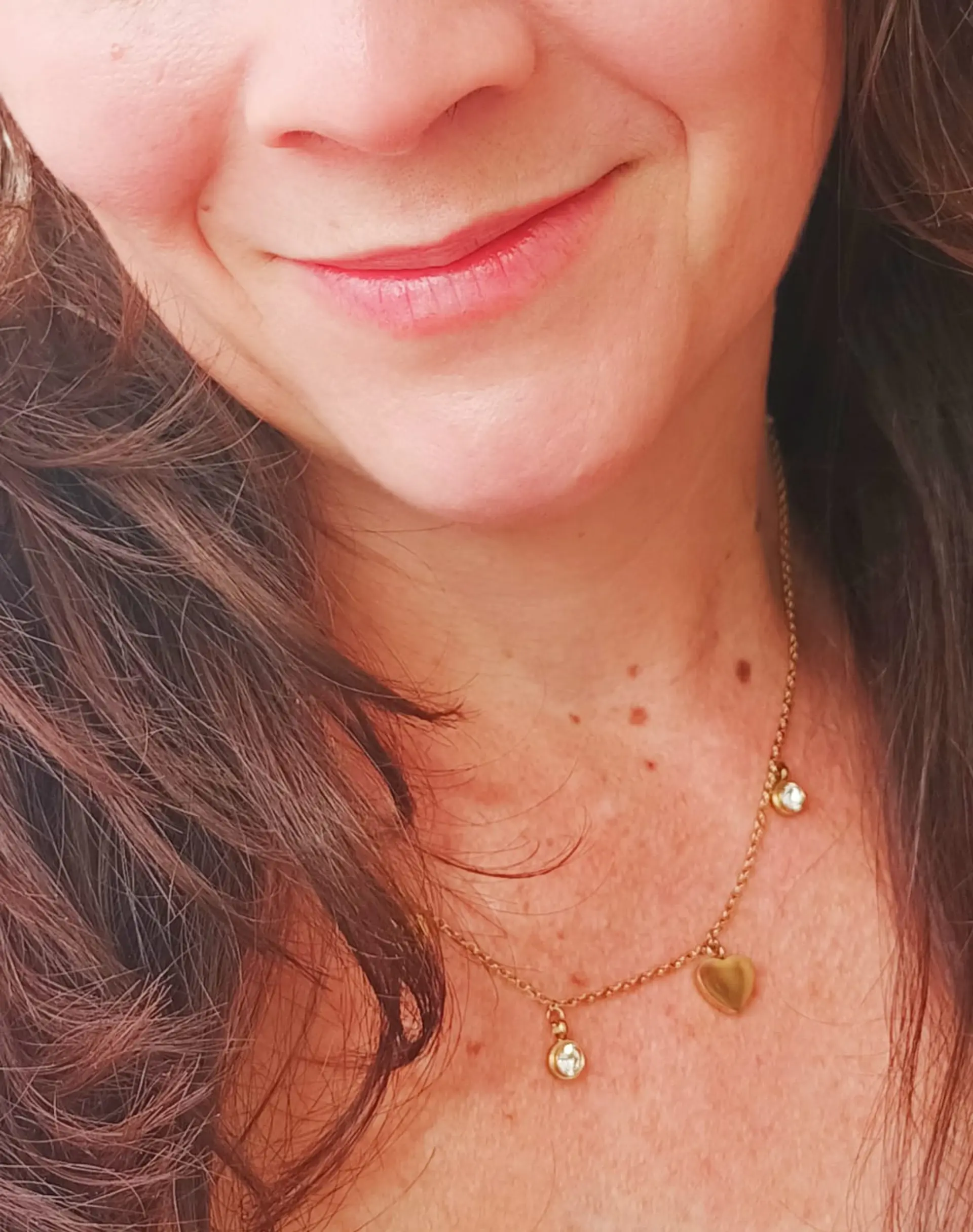 Cadena Colgante Punto De Luz Corazones Chapado En Oro 18k 3