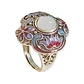 Anillo Ajustable Chapado En Plata 925 Calcedonia Joya Étnica - Miniatura 1