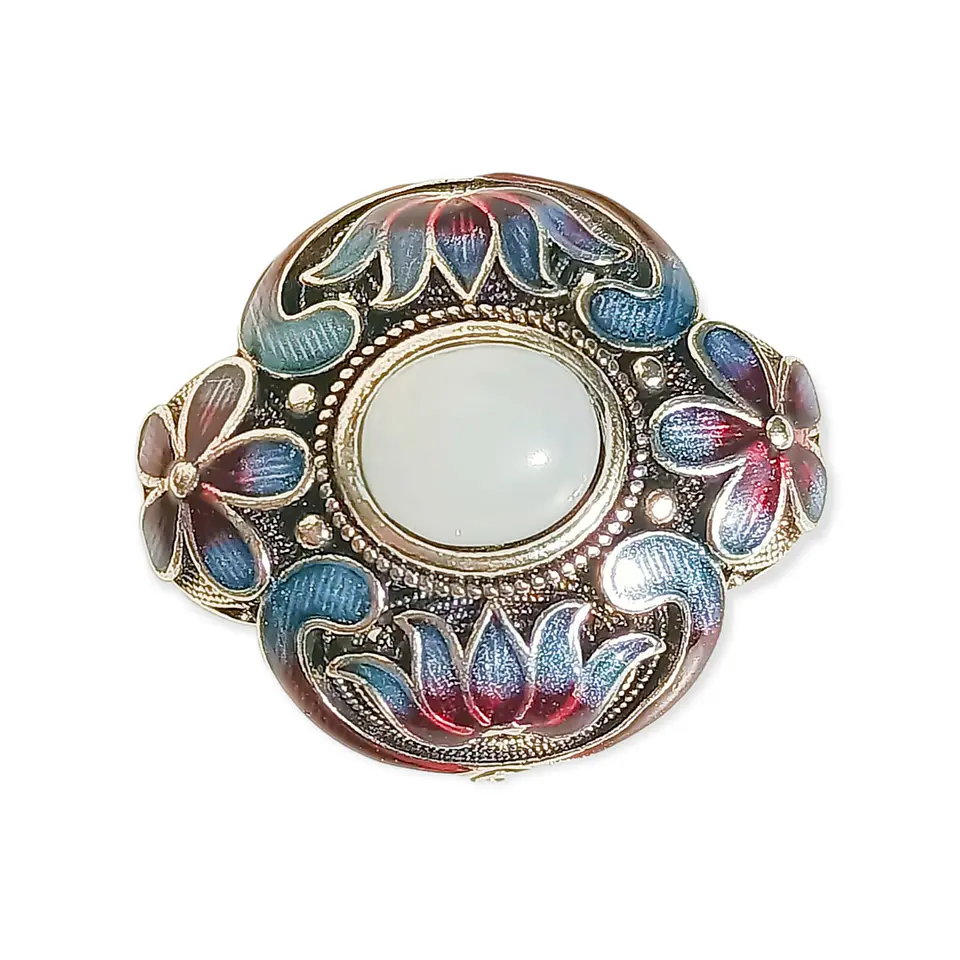 Anillo Ajustable Chapado En Plata 925 Calcedonia Joya Étnica 4