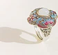 Anillo Ajustable Chapado En Plata 925 Calcedonia Joya Étnica - Miniatura 9