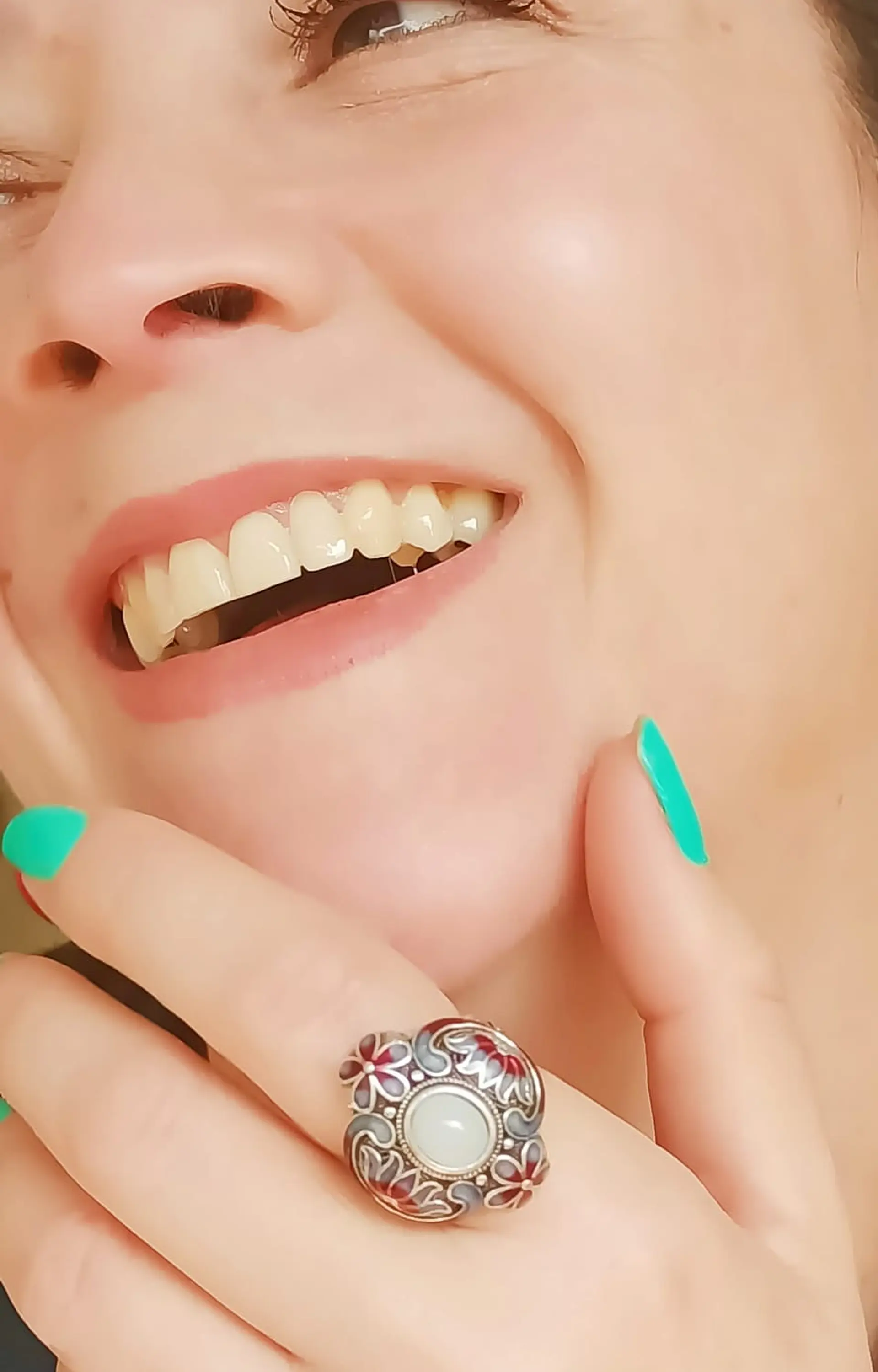 Anillo Ajustable Chapado En Plata 925 Calcedonia Joya Étnica 3