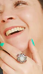 Anillo Ajustable Chapado En Plata 925 Calcedonia Joya Étnica - Miniatura 3