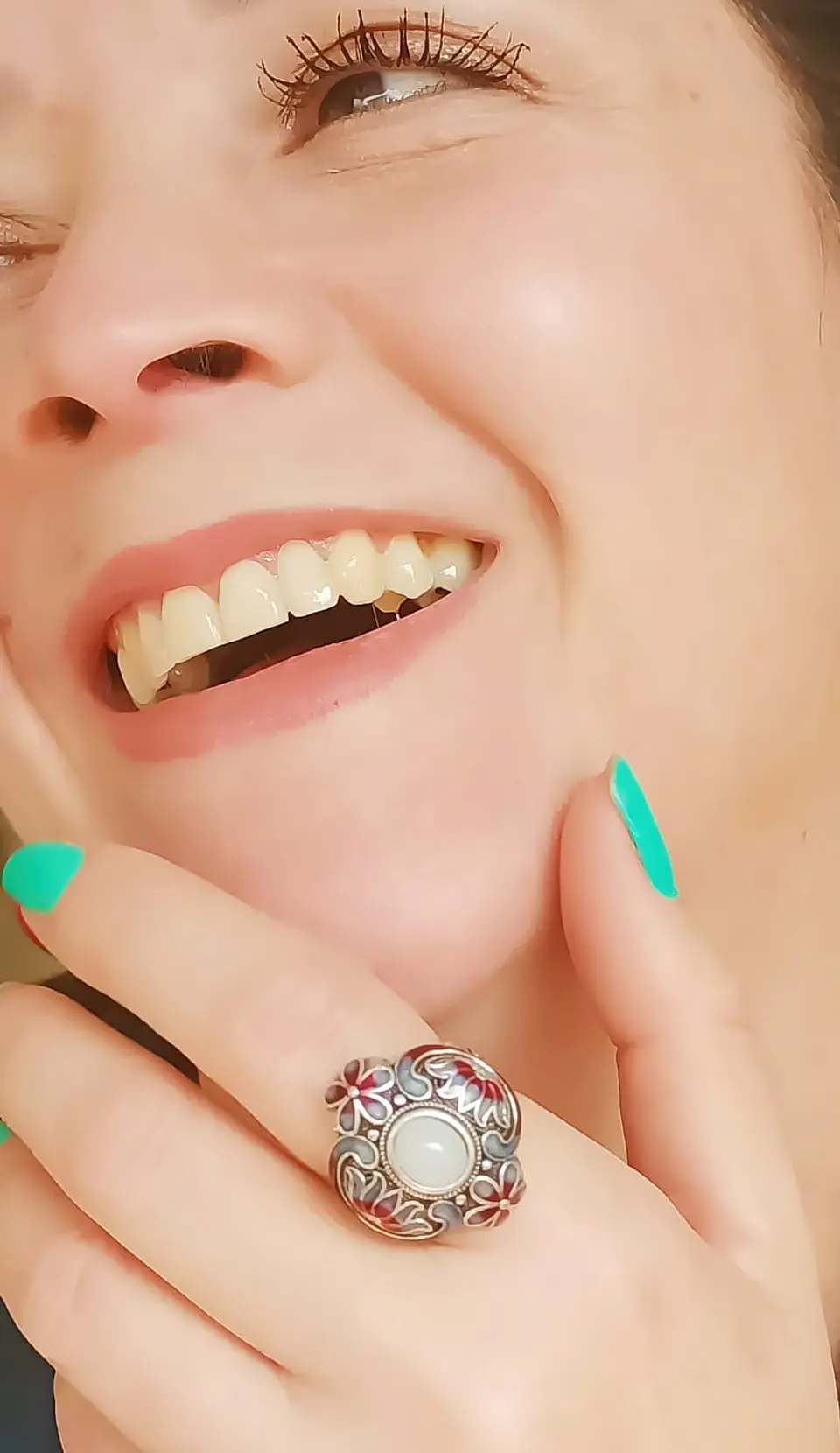 Anillo Ajustable Chapado En Plata 925 Calcedonia Joya Étnica 3