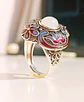 Anillo Ajustable Chapado En Plata 925 Calcedonia Joya Étnica - Miniatura 8