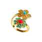 Anillo Ajustable Chapado En Oro 18k Turmalina Roja Vintage - Miniatura 1