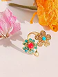 Anillo Ajustable Chapado En Oro 18k Turmalina Roja Vintage - Miniatura 4